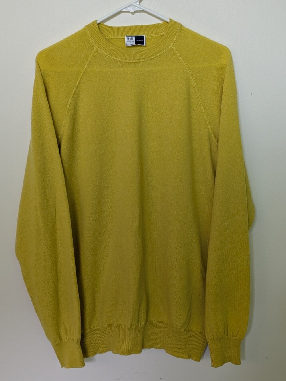Fedeli Cashmere Crew Neck Sweater Yellow Large Italy